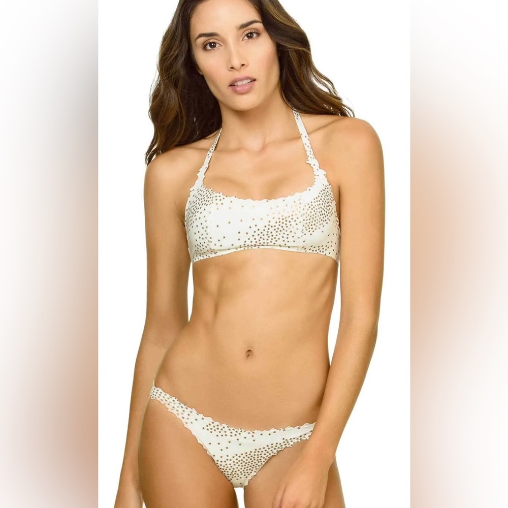 PilyQ city of stars bikini set reversible size small gold & white